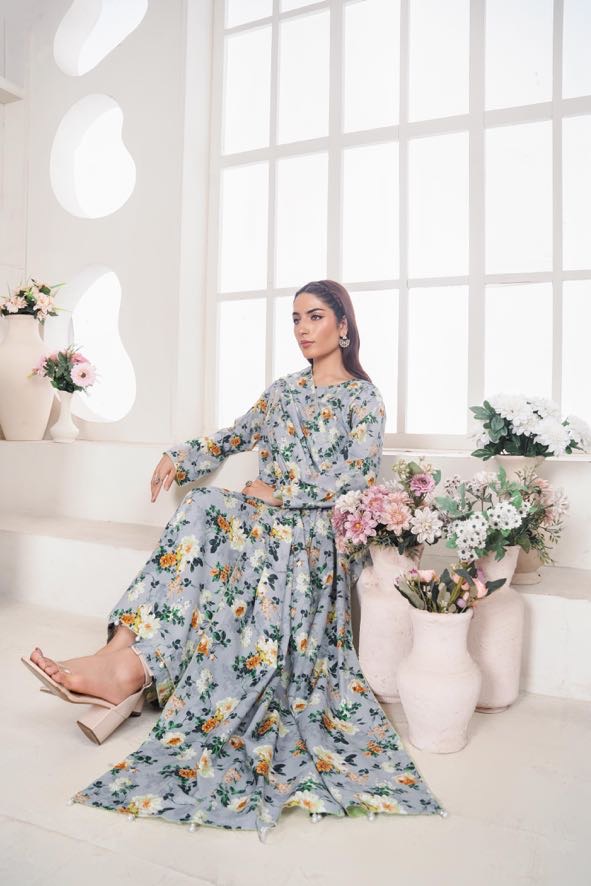 MAHJABEEN Digital Print Lawn 3pcs Bi-1002