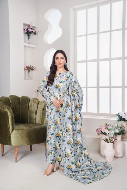 MAHJABEEN Digital Print Lawn 3pcs Bi-1002
