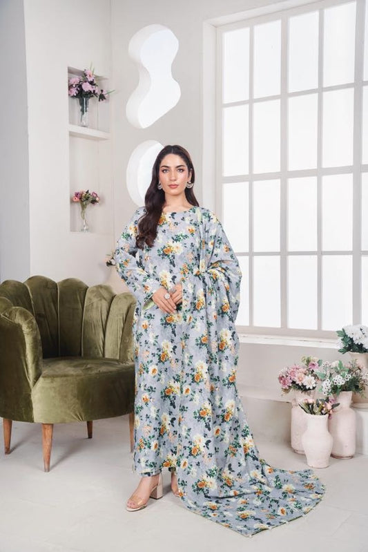 MAHJABEEN Digital Print Lawn 3pcs Bi-1002
